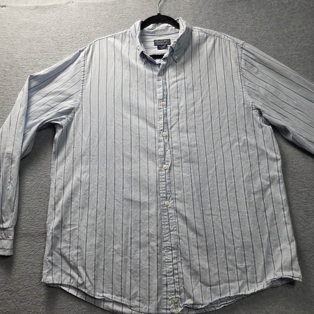 Ralph Lauren Jeans Co Men XL Blue White Striped Cotton Button Dwn Shirt Long Slv